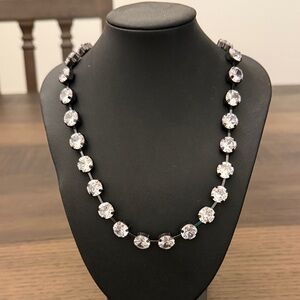 Emma Lou’s Boutique “Evelyn” Crystal Necklace - Clear Crystal on Black Settings